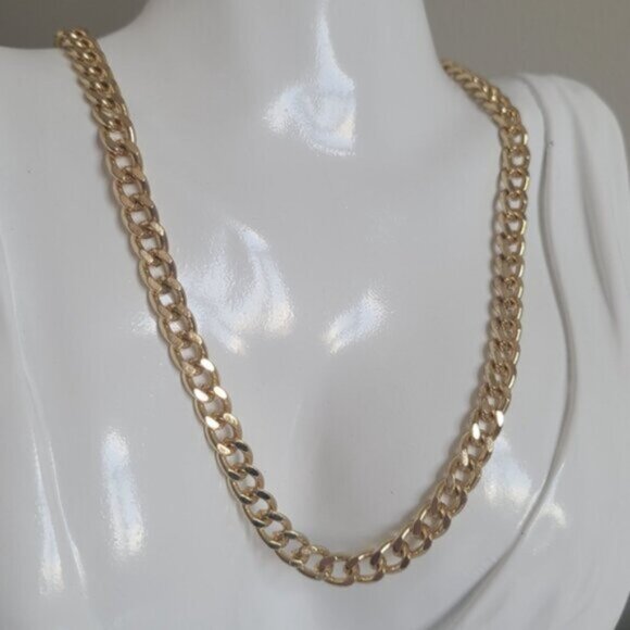 Classic Women's Unisex Chunky Luxury Gold Plated Chain Link Necklace 16" - Picture 7 of 8